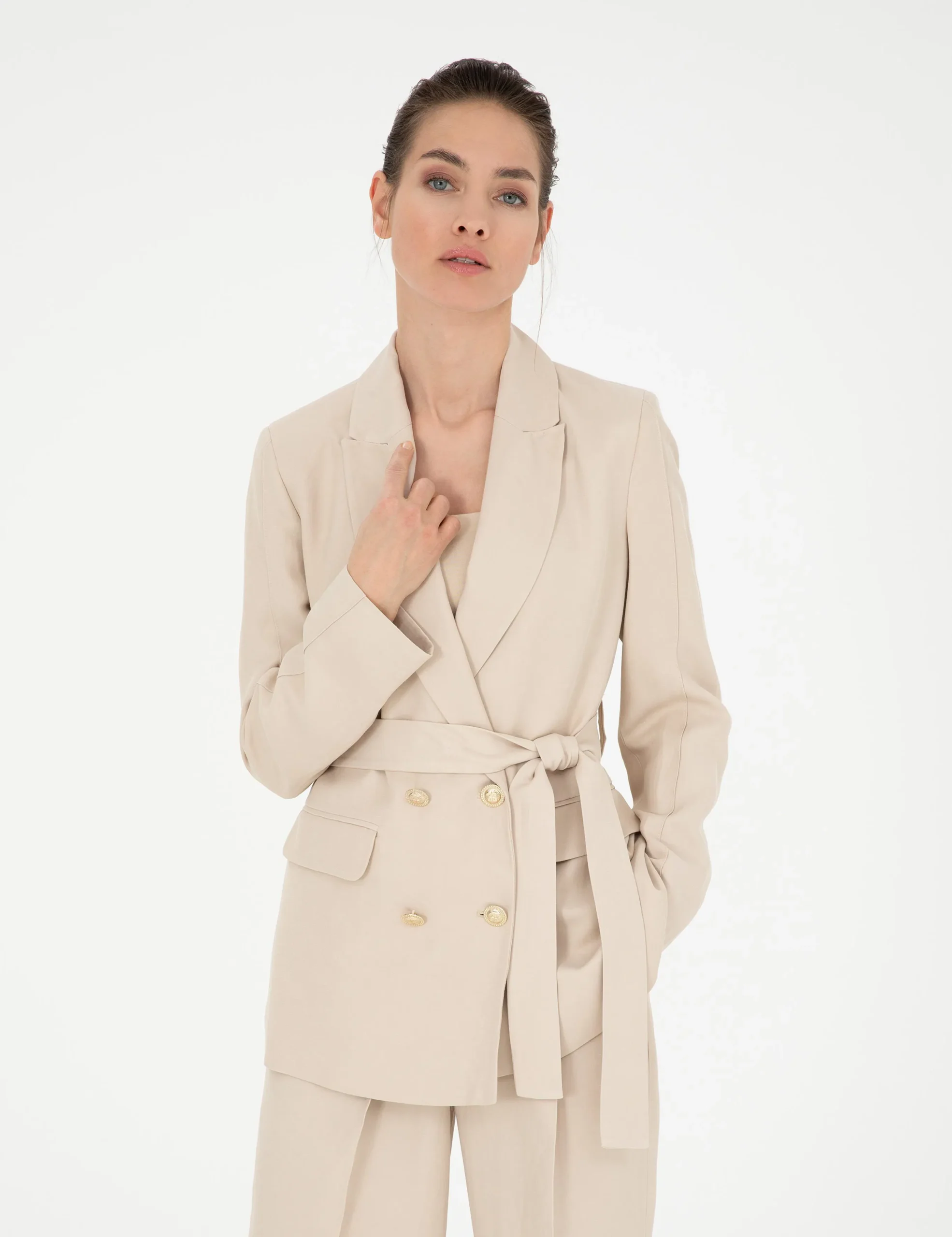 WOMAN PINK LINEN JACKET - Beige