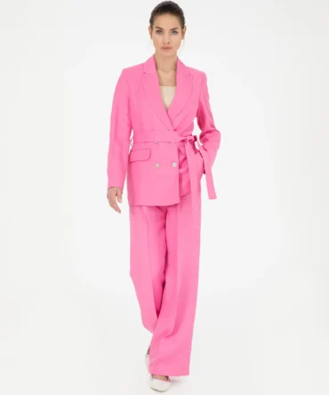 WOMAN PINK LINEN TROUSERS