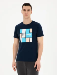 NAVY BLUE PRINTED T-SHIRT - Navy