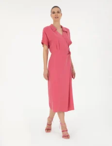 WOMAN PINK LINEN DRESS - Pink