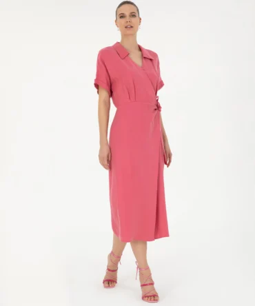 WOMAN PINK LINEN DRESS