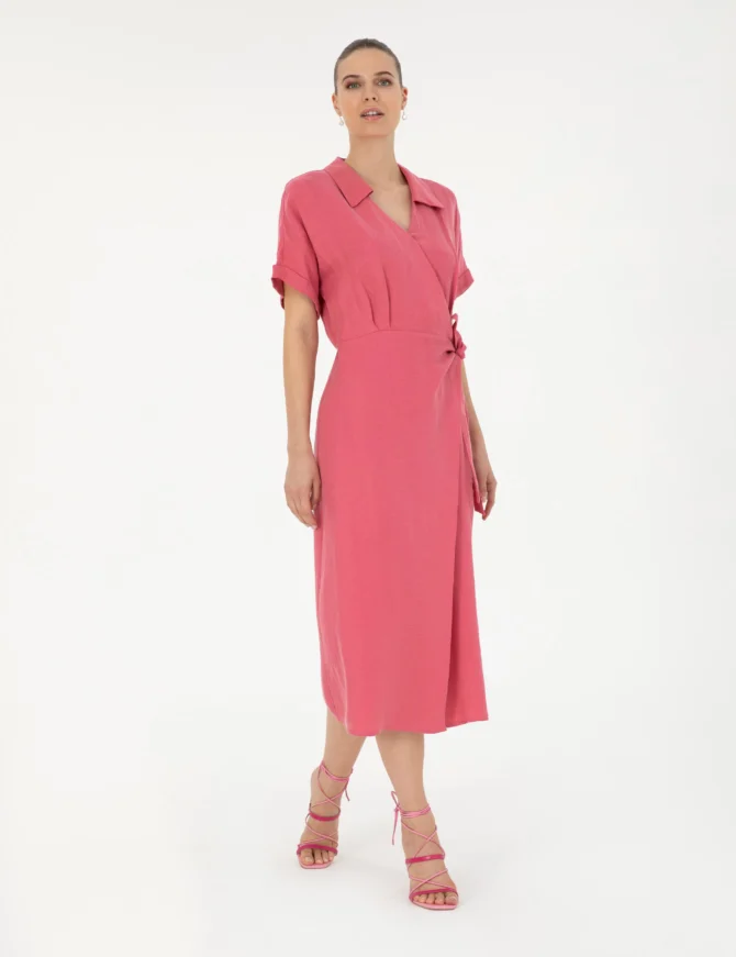 WOMAN PINK LINEN DRESS