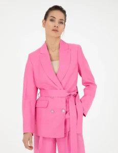 WOMAN PINK LINEN JACKET - Pink