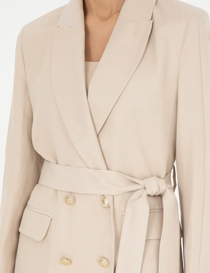 WOMAN BEIGE LINEN JACKET - Image 6
