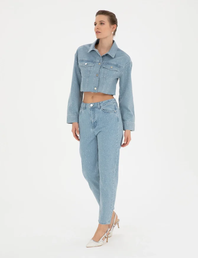 WOMAN LIGHT BLUE SHINY JEANS - Image 3