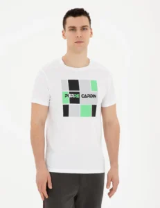NAVY BLUE PRINTED T-SHIRT - White