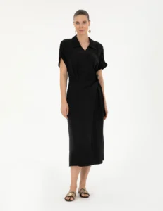 WOMAN PINK LINEN DRESS - Black