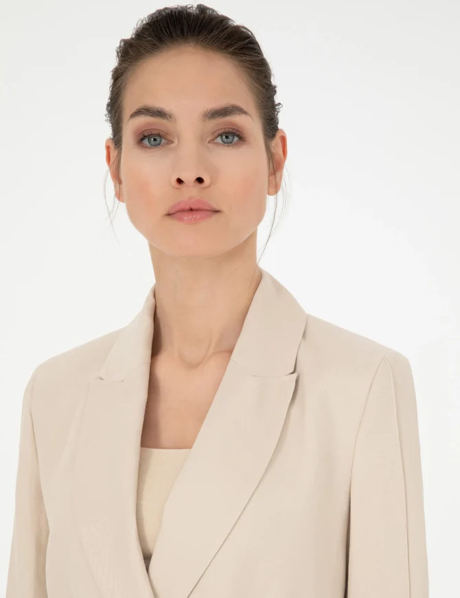 WOMAN BEIGE LINEN JACKET - Image 2