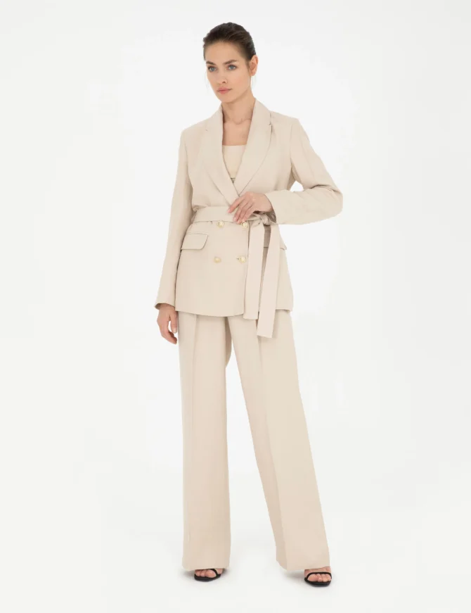 WOMAN BEIGE LINEN JACKET - Image 3
