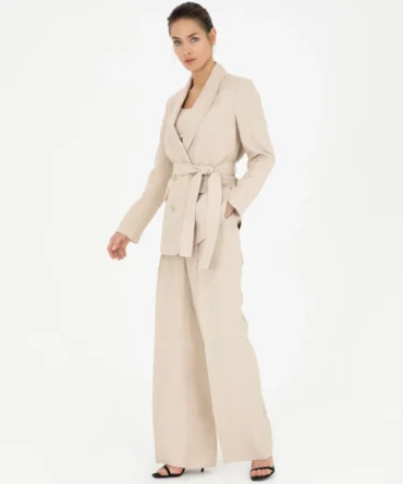 WOMAN BEIGE LINEN TROUSERS