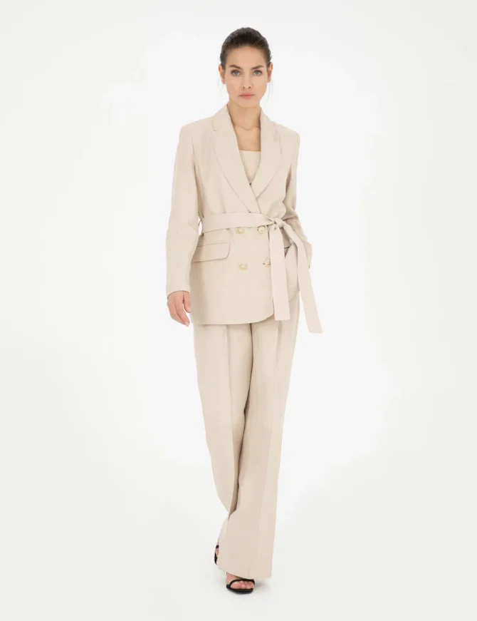 WOMAN BEIGE LINEN TROUSERS - Image 2