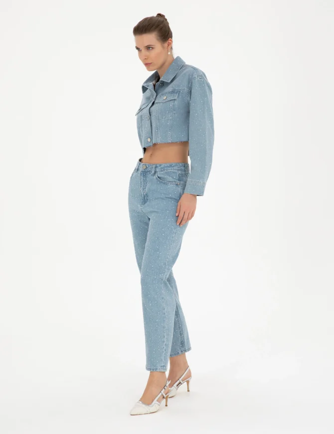 WOMAN LIGHT BLUE SHINY JEANS - Image 5