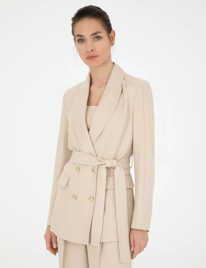 WOMAN BEIGE LINEN JACKET - Image 4