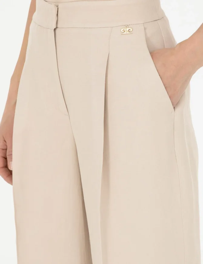 WOMAN BEIGE LINEN TROUSERS - Image 6