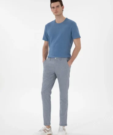 BLUE LINEN CHINO