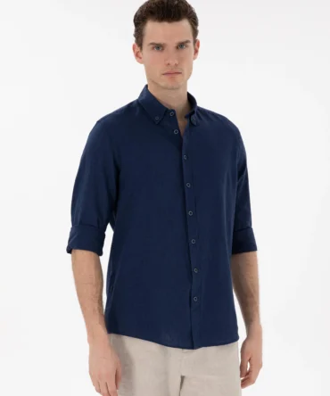 NAVY BLUE LINEN SHIRT