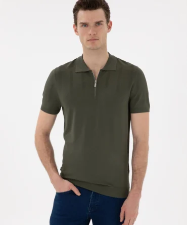 GREEN POLO KNIT T-SHIRT