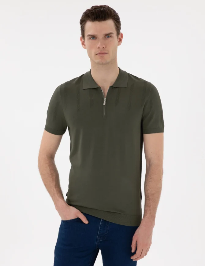 GREEN POLO KNIT T-SHIRT