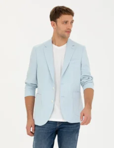 LIGHT BLUE LINEN JACKET - Blue
