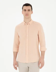 BROWN LINEN SHIRT - Pink