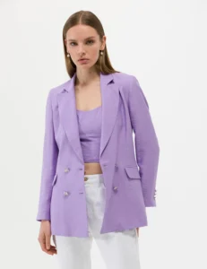 WOMAN PURPLE DOUBLE BREASTED JACKET - Purple