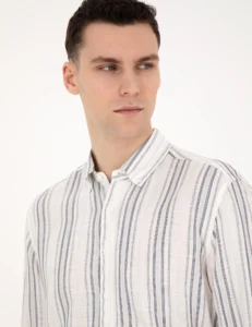 GREEN LINEN SHIRT - Blue