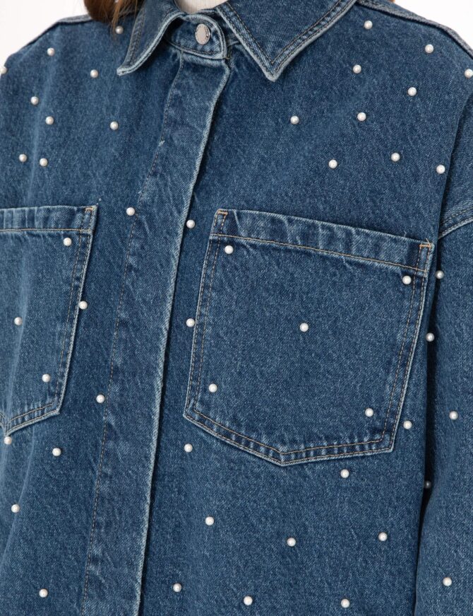 WOMAN PEARL DENIM JACKET - Image 3