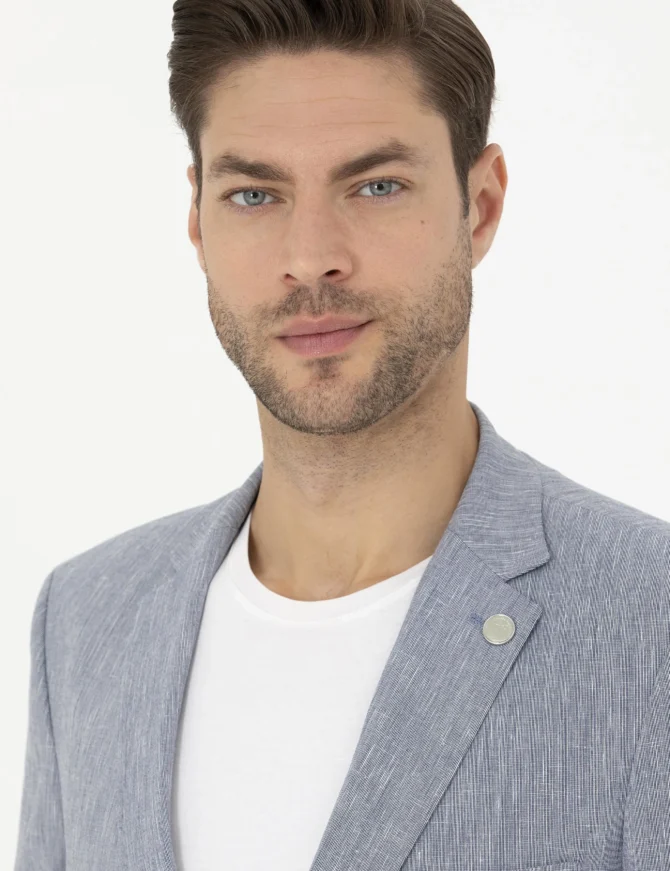 LIGHT BLUE LINEN JACKET - Image 3