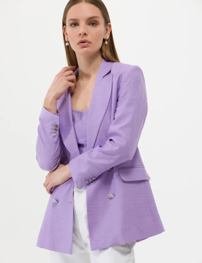 WOMAN PURPLE DOUBLE BREASTED JACKET - Image 2