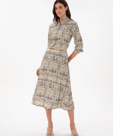 WOMAN BEIGE TEXTURED SKIRT