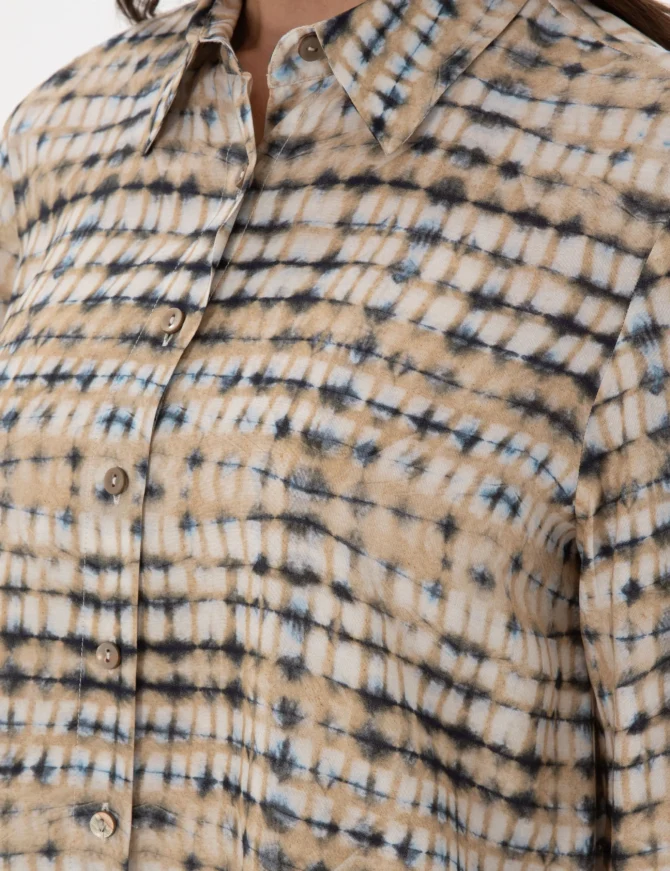 WOMAN BEIGE TEXTURED SHIRT - Image 7