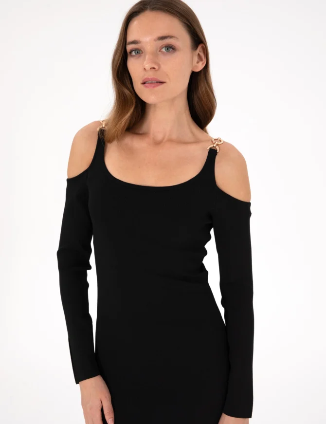 WOMAN BLACK KNIT DRESS - Image 2