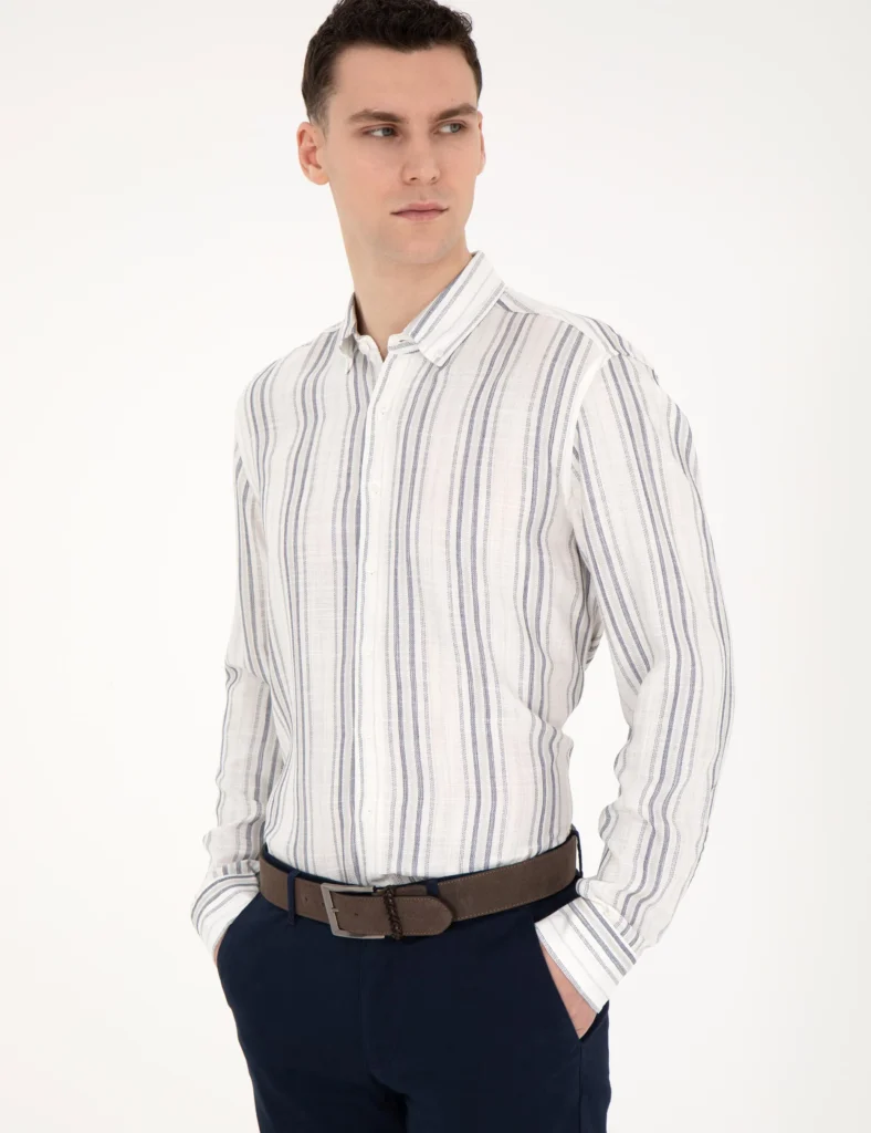 NAVY BLUE LINEN SHIRT thumbnail 2
