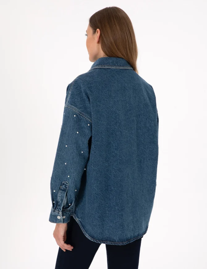 WOMAN PEARL DENIM JACKET - Image 2