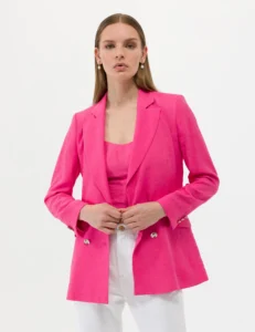 WOMAN PURPLE DOUBLE BREASTED JACKET - Pink