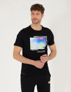 WHITE PRINTED T-SHIRT - Black