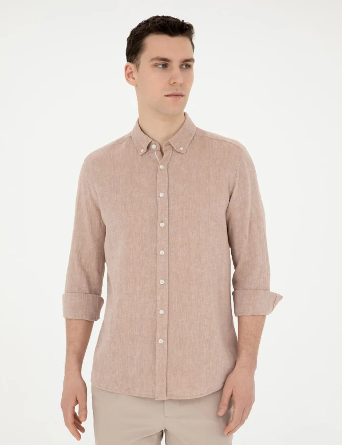 BROWN LINEN SHIRT - Image 3