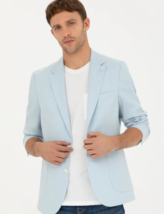 LIGHT BLUE LINEN JACKET - Image 3