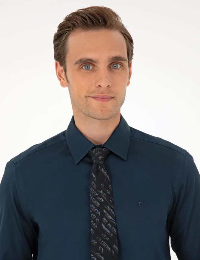 NAVY BLUE LONGSLEEVE CLASSIC SHIRT - Image 2