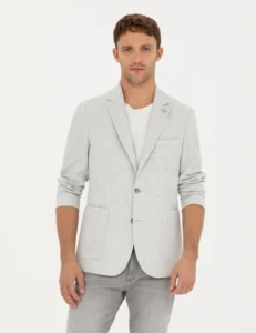 LIGHT BLUE LINEN JACKET - Gray