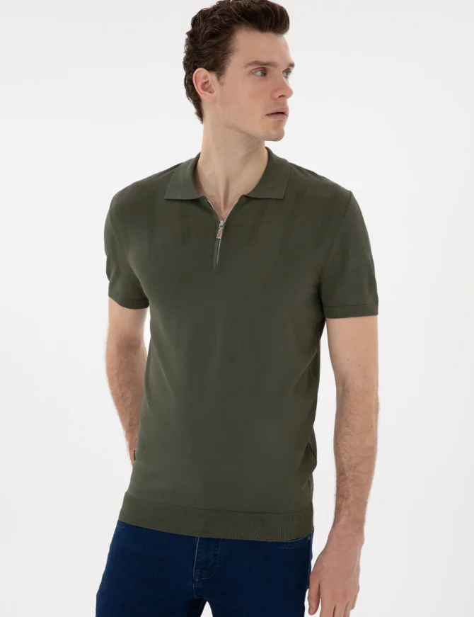 GREEN POLO KNIT T-SHIRT - Image 2