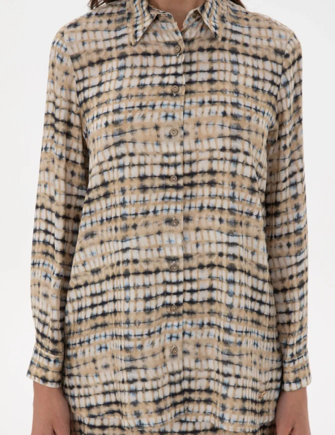 WOMAN BEIGE TEXTURED SHIRT - Image 6