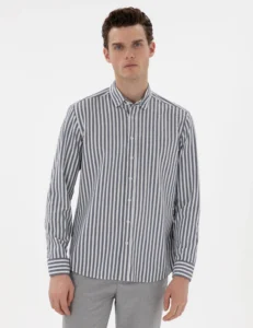 GREEN STRIPED SHIRT - Navy
