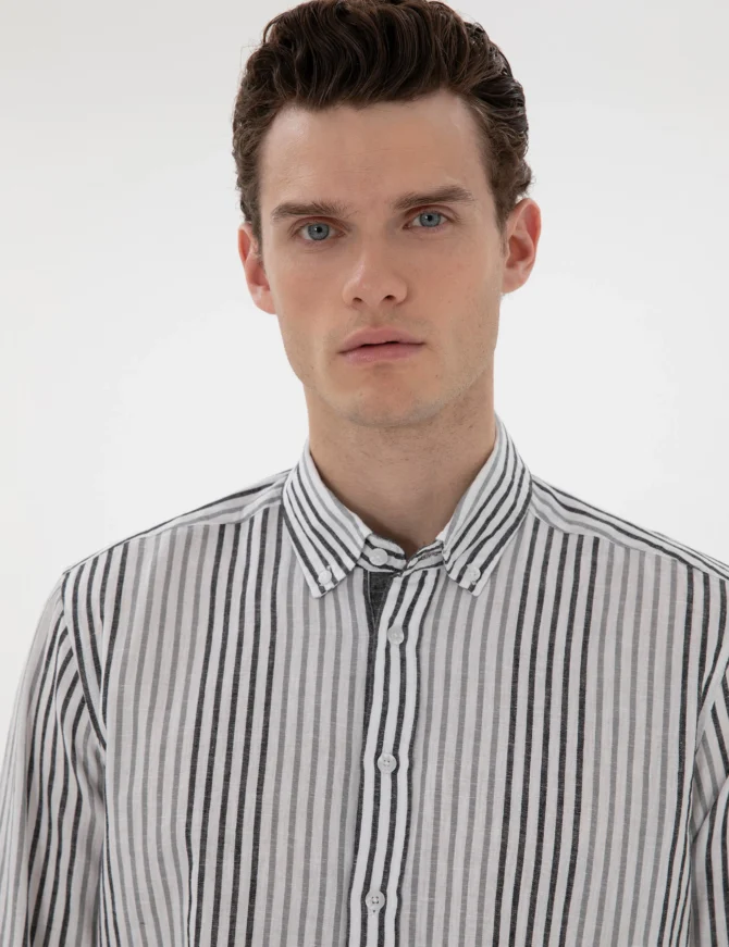 BLACK STRIPED SHIRT - Image 4