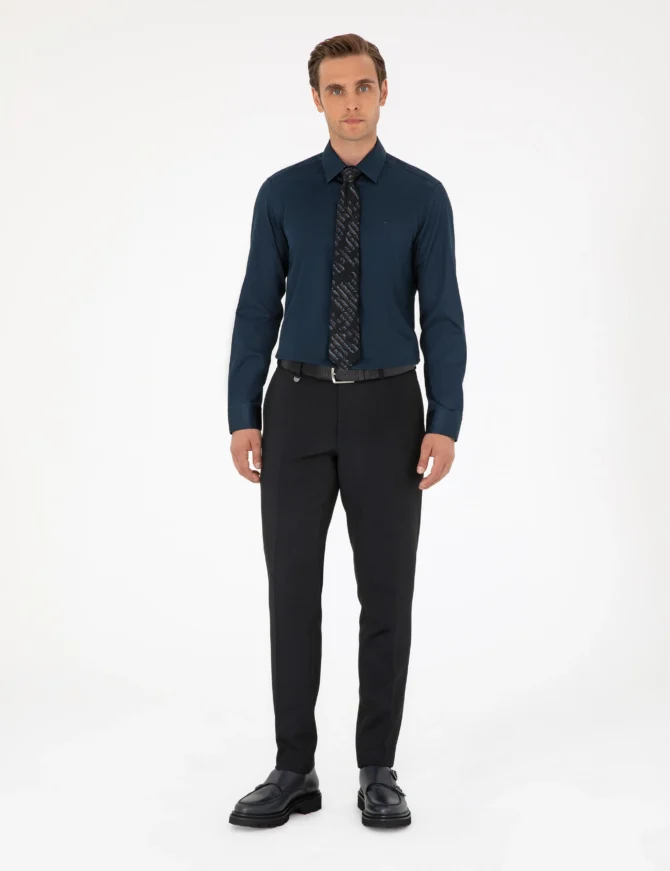 NAVY BLUE LONGSLEEVE CLASSIC SHIRT - Image 4