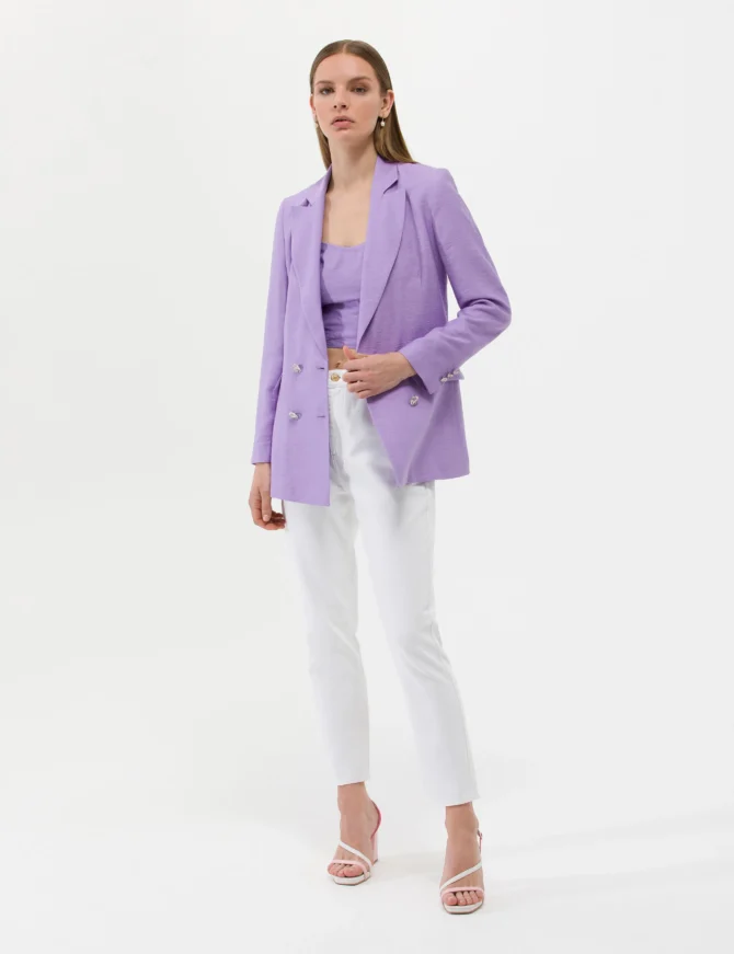 WOMAN PURPLE DOUBLE BREASTED JACKET - Image 4