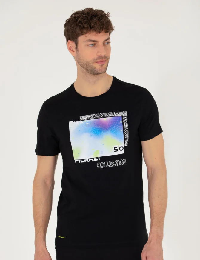 BLACK PRINTED T-SHIRT - Image 3