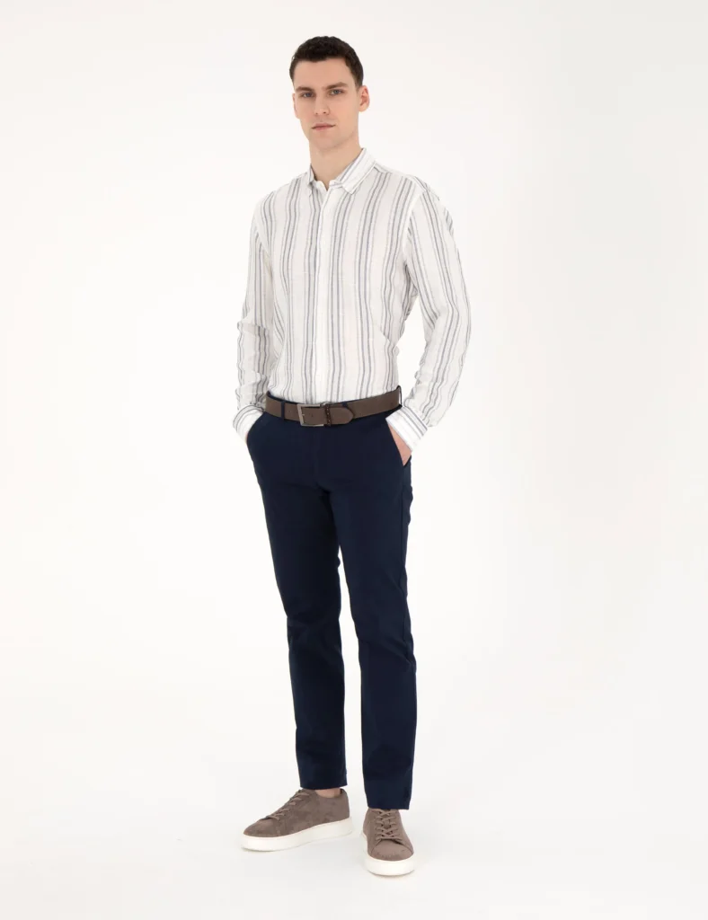 NAVY BLUE LINEN SHIRT thumbnail 4