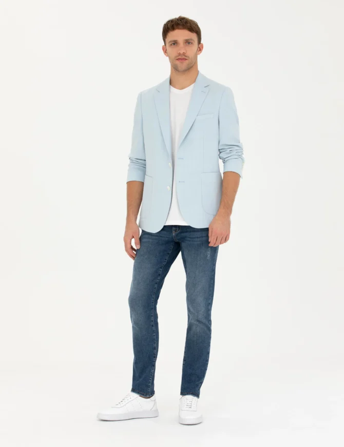 LIGHT BLUE LINEN JACKET - Image 4