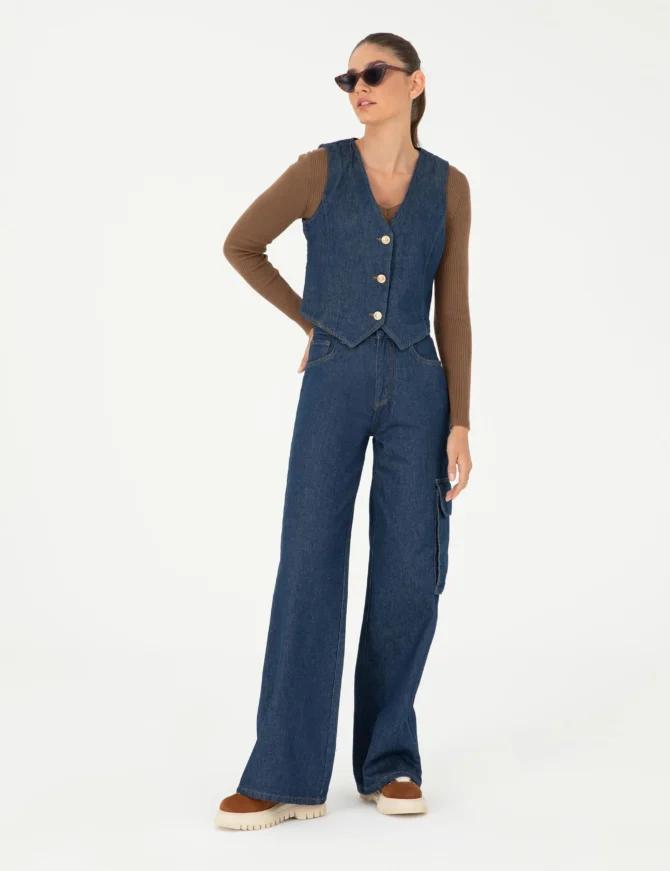 WOMAN NAVY JEANS VEST